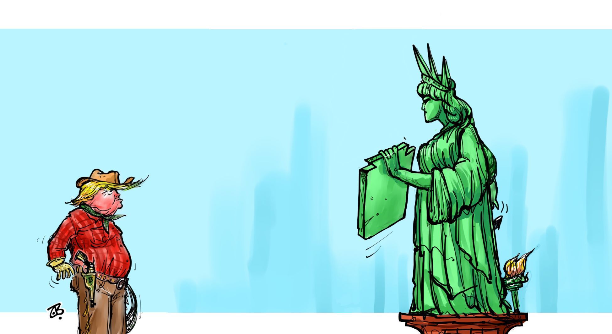 Trump vs Lady liberty by Emad Hajjaj, Jordan